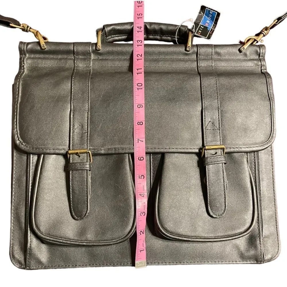 Leather look black laptop briefcase messenger  bag -NWT